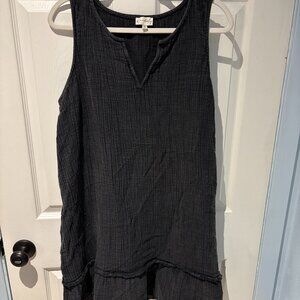 Wonderly Crinkle Gauze Black Sleeveless Dress